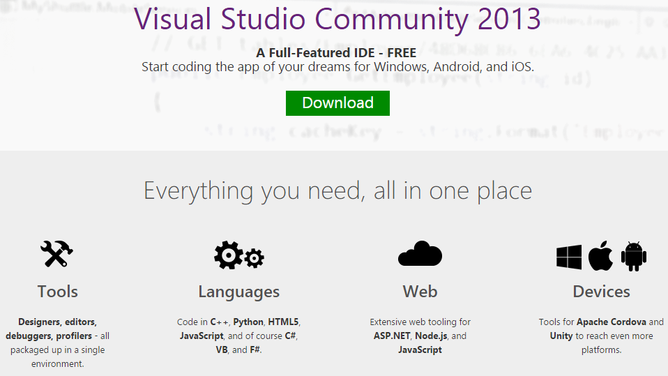 Visual Studio 2013 Microsoft Download